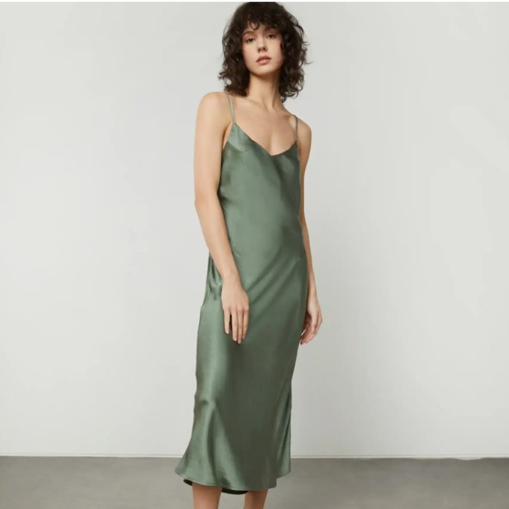 Oak + Fort MIDI Slip Dress Sea Spray